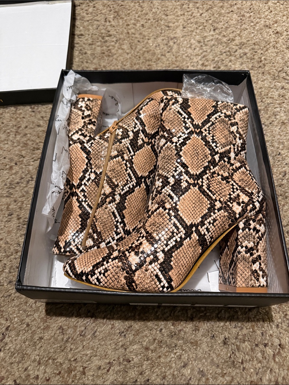 Lulus My Generation Tan Snake High Heel Mid-calf Boots Beige - Size 7.5 - Picture 2 of 6